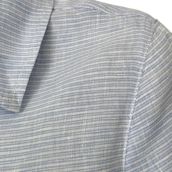 St. Tropez West 100% Linen Blue & White Striped Tunic Blouse Lagenlook Sz. Small - Picture 5 of 13